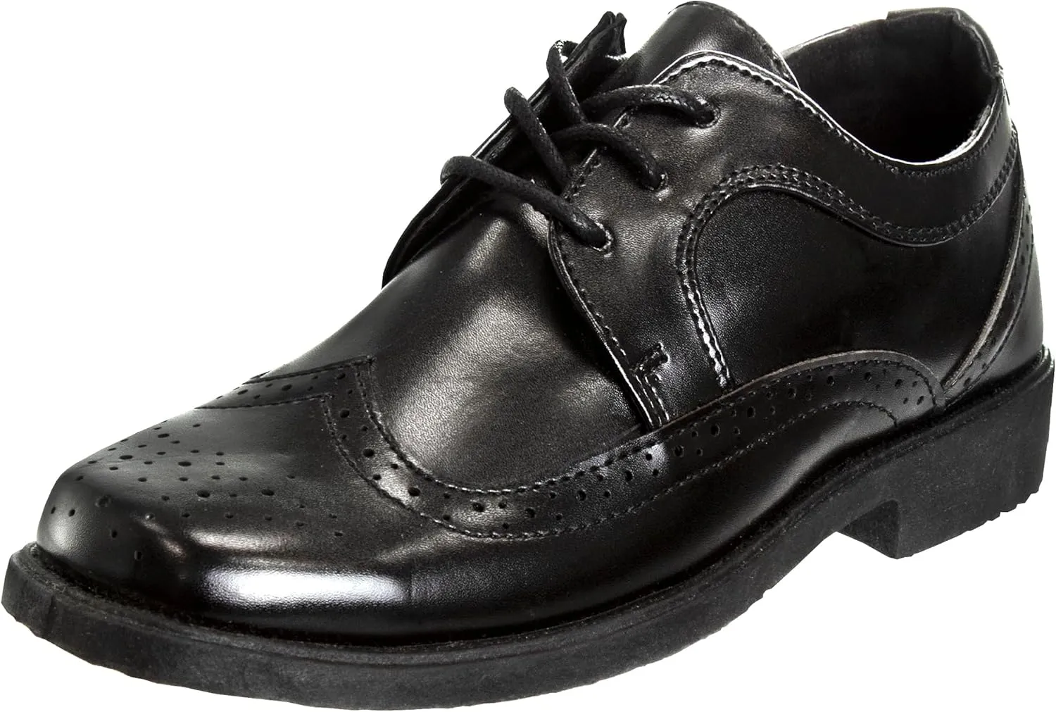 Josmo Boys Classic Comfort Oxford Shoe - Wing Tip Formal Dress Shoes lace up - Black/Brown (Sizes: 7-10 Toddler / 11-2 Little Kid / 3-6 Big Kid)