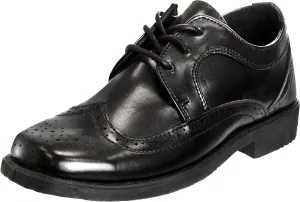 Josmo Boys Classic Comfort Oxford Shoe - Wing Tip Formal Dress Shoes lace up - Black/Brown (Sizes: 7-10 Toddler / 11-2 Little Kid / 3-6 Big Kid)