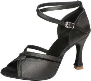 JUODVMP Women Ballroom Dance Shoes Salsa Latin Shoes Heels Peep-Toe Modle YCL350