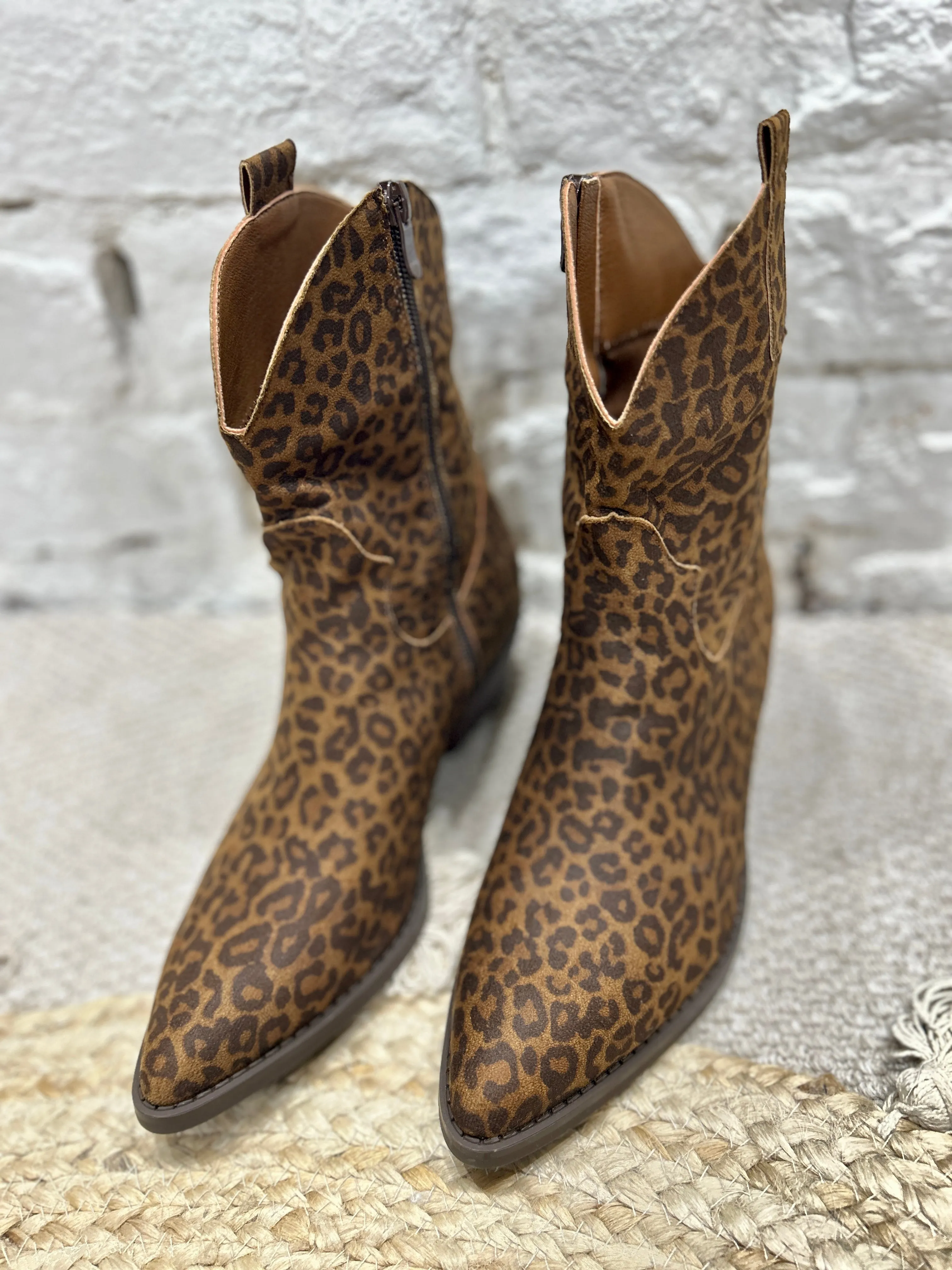Leopard Print Cowboy Zip Side Boots