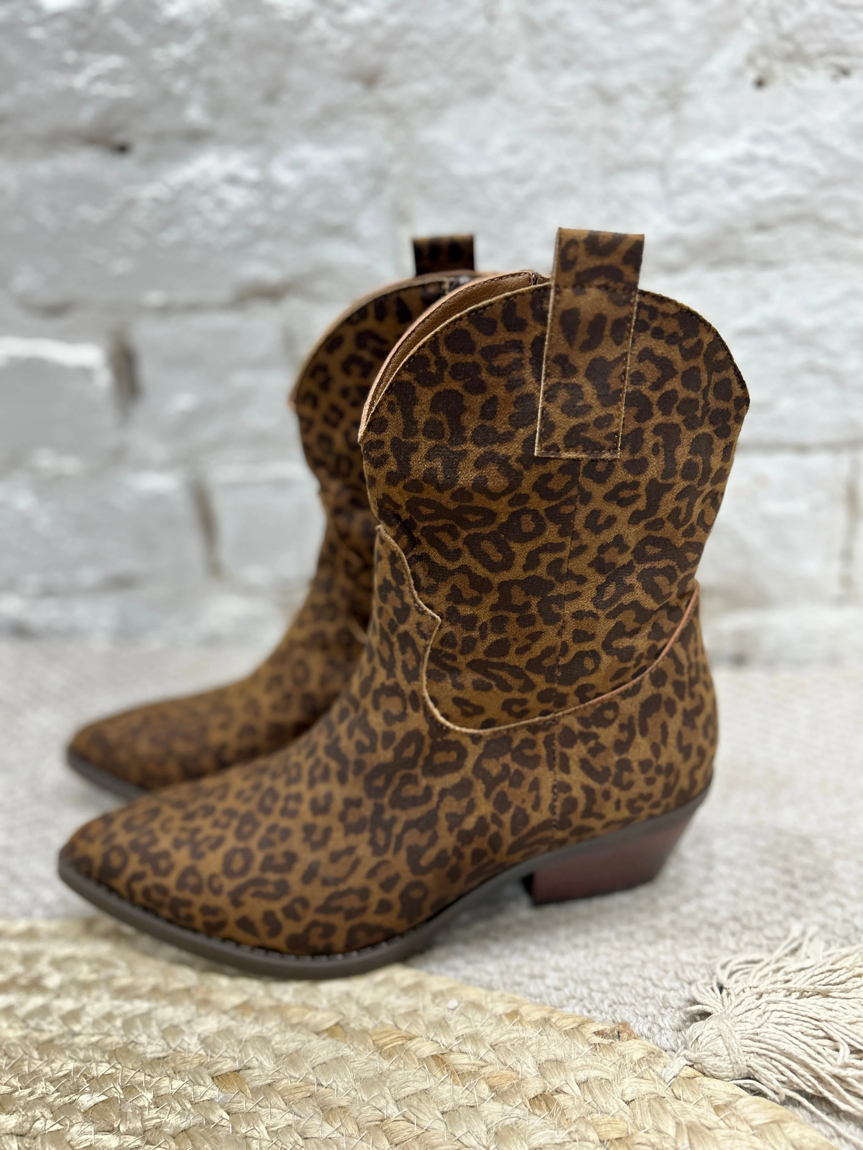 Leopard Print Cowboy Zip Side Boots