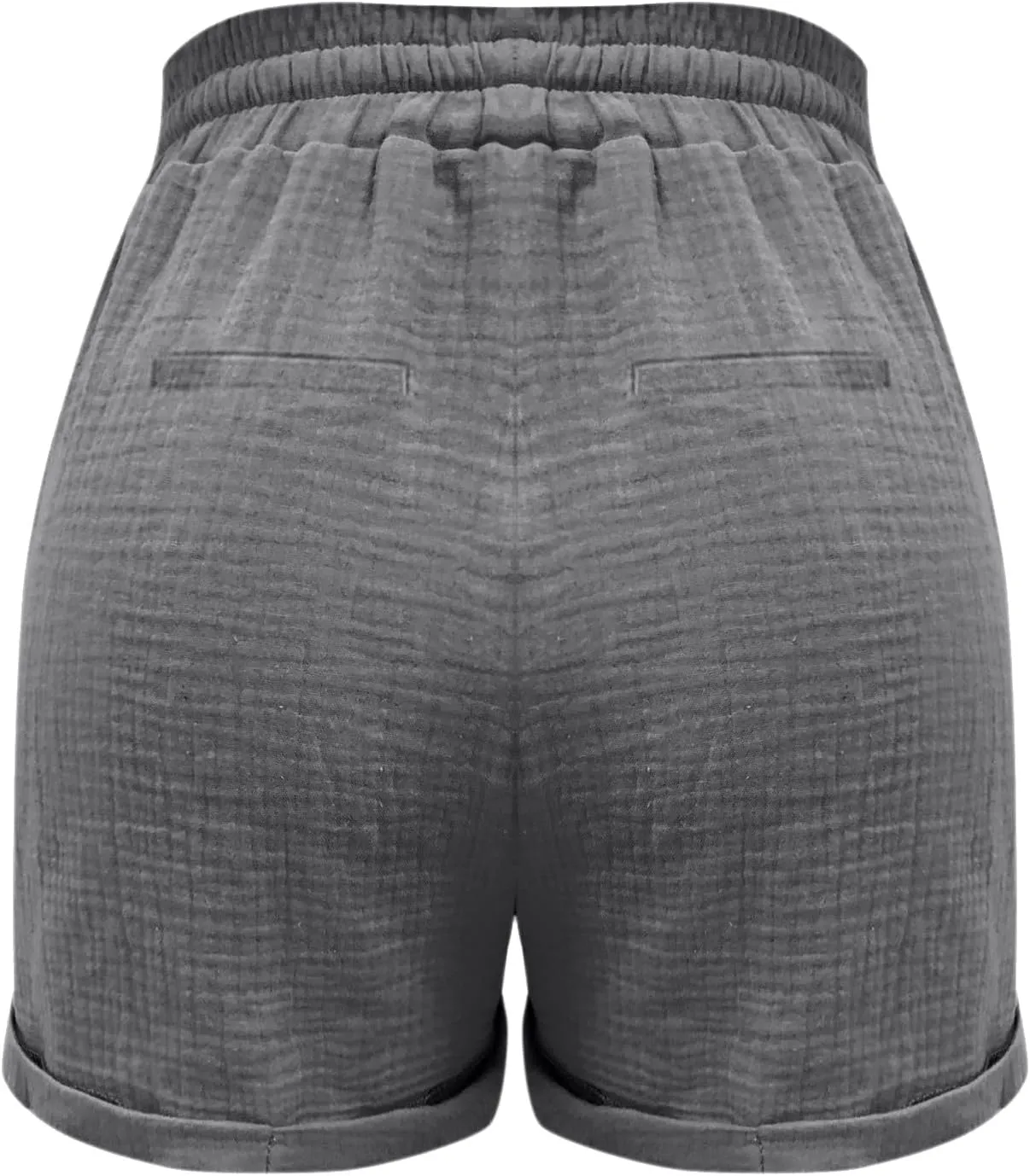 Linen Shorts for Women Elastic Waist Straight Leg Trendy Shorts with Pockets Summer Vacation