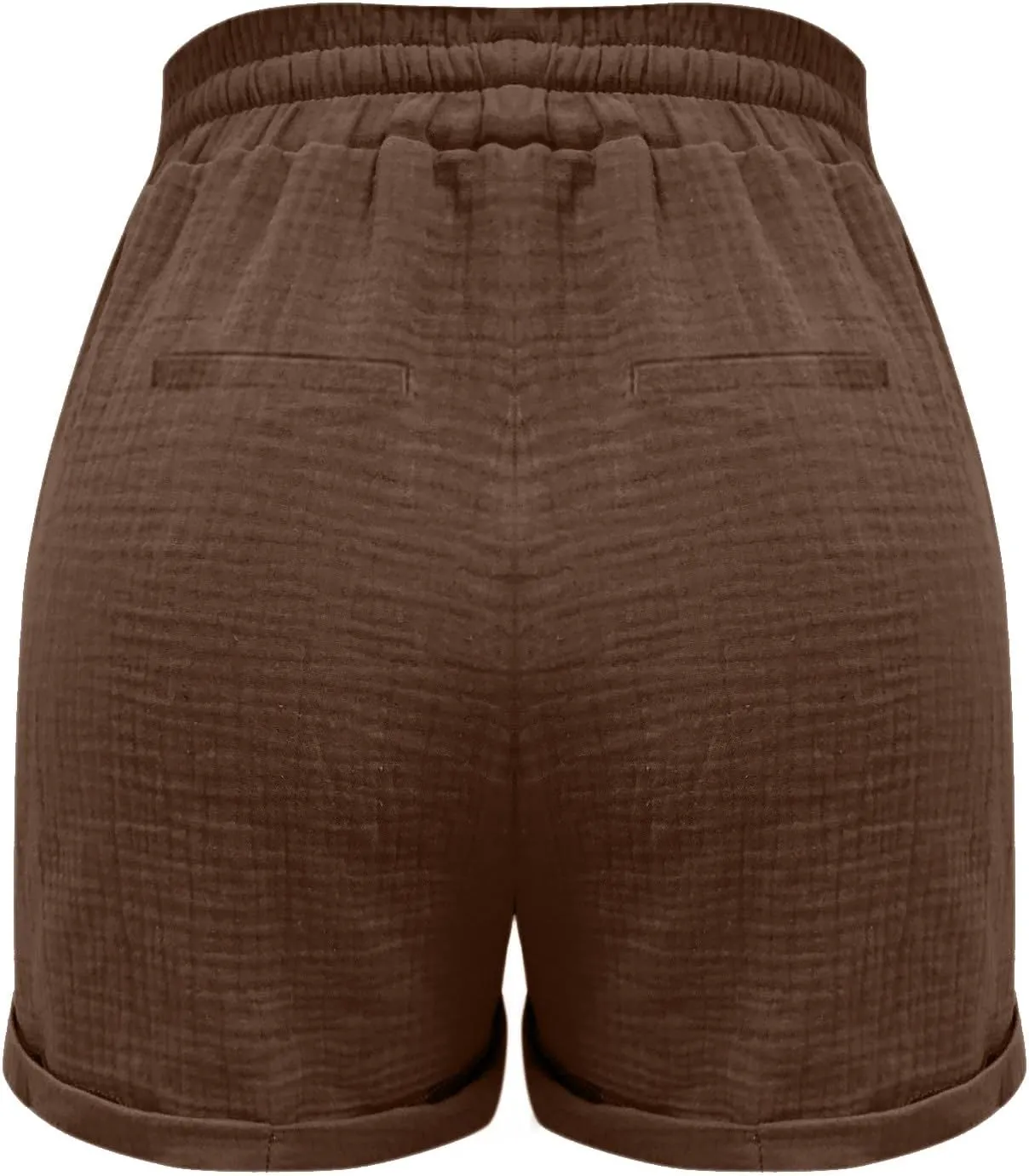 Linen Shorts for Women Elastic Waist Straight Leg Trendy Shorts with Pockets Summer Vacation