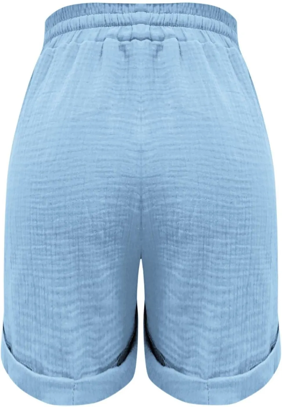Linen Shorts for Women Elastic Waist Straight Leg Trendy Shorts with Pockets Summer Vacation