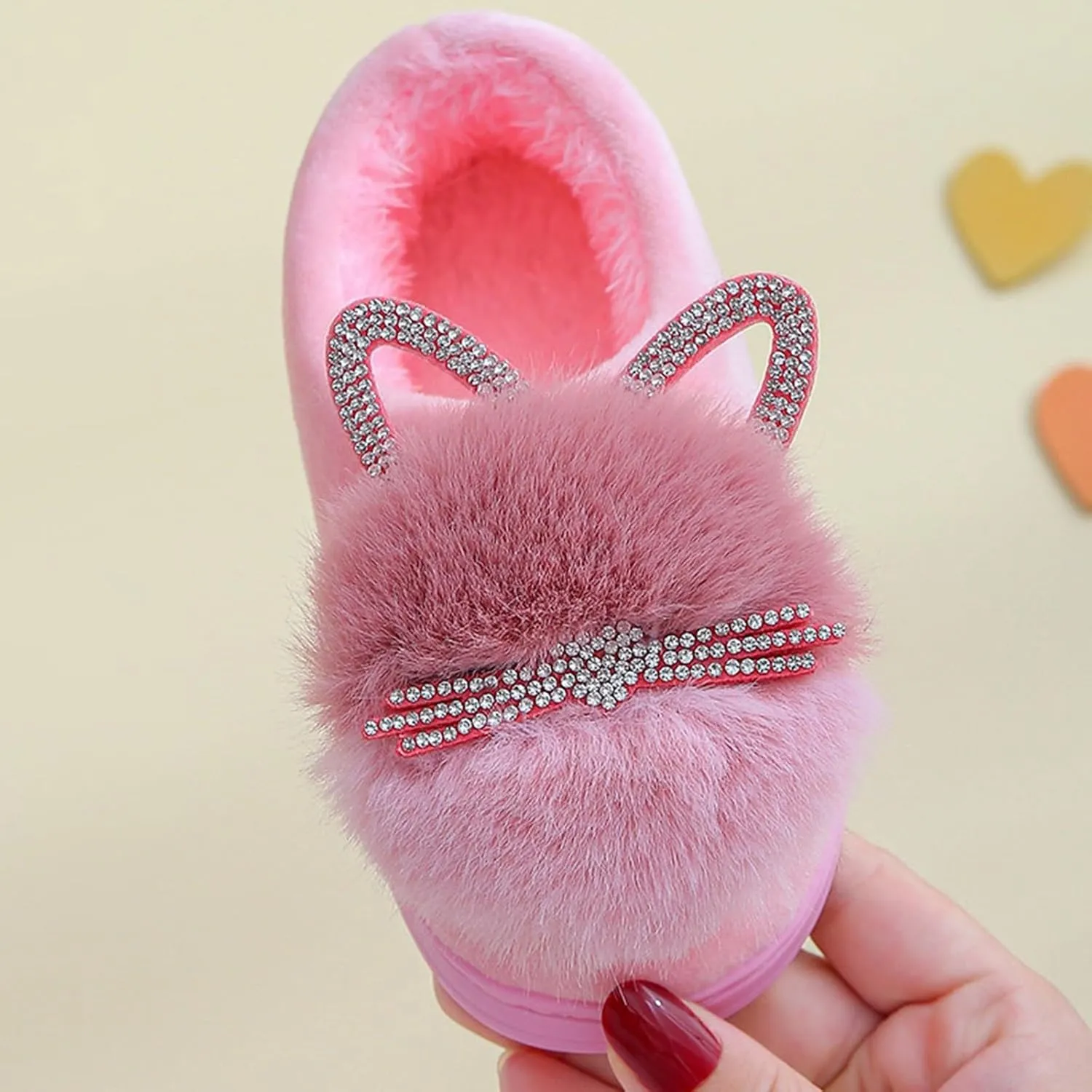 Little Boys House Slippers, Kids Cute Cat Warm Slip On Home Slippers Winter Non Slip Indoor Cotton Slippers