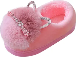 Little Boys House Slippers, Kids Cute Cat Warm Slip On Home Slippers Winter Non Slip Indoor Cotton Slippers