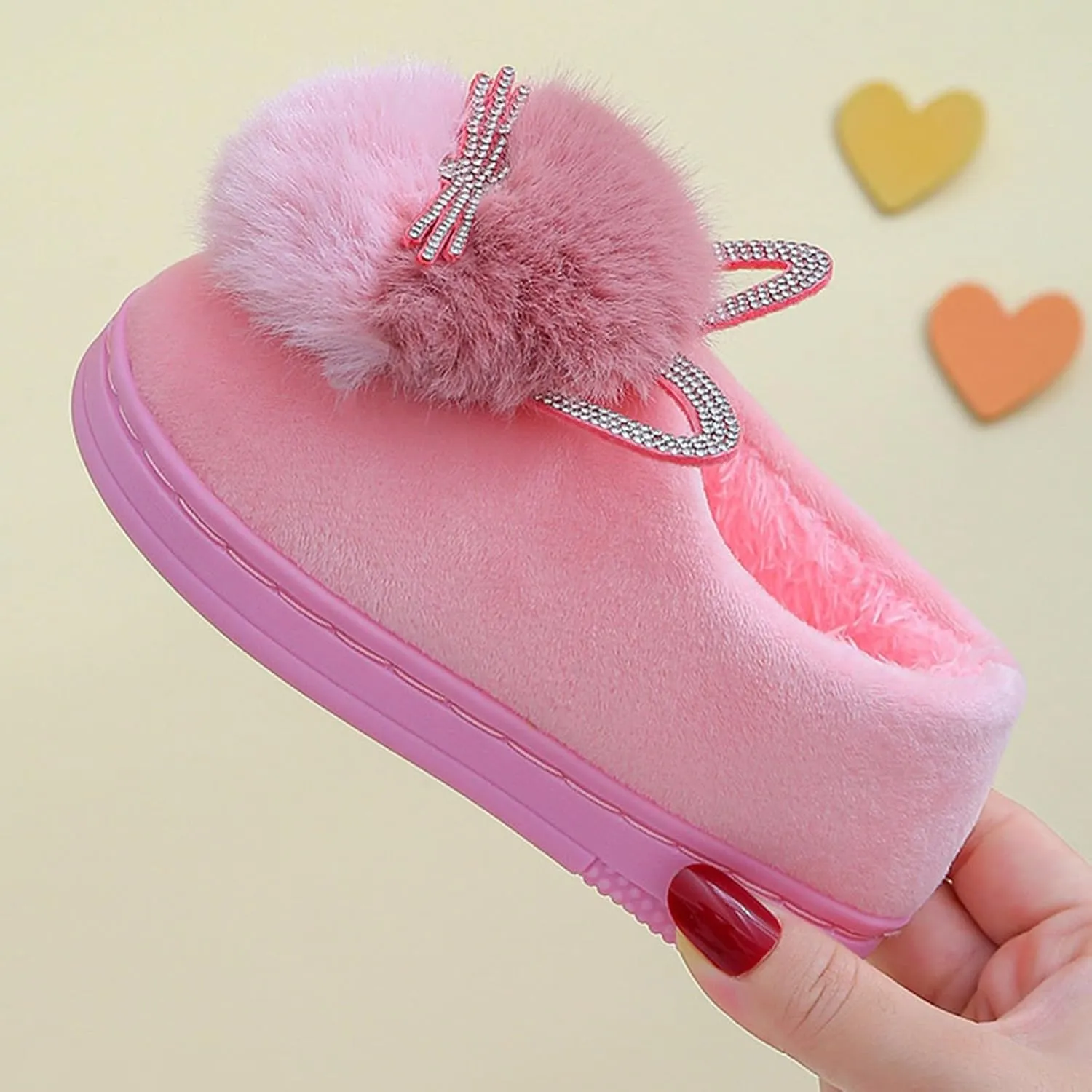 Little Boys House Slippers, Kids Cute Cat Warm Slip On Home Slippers Winter Non Slip Indoor Cotton Slippers