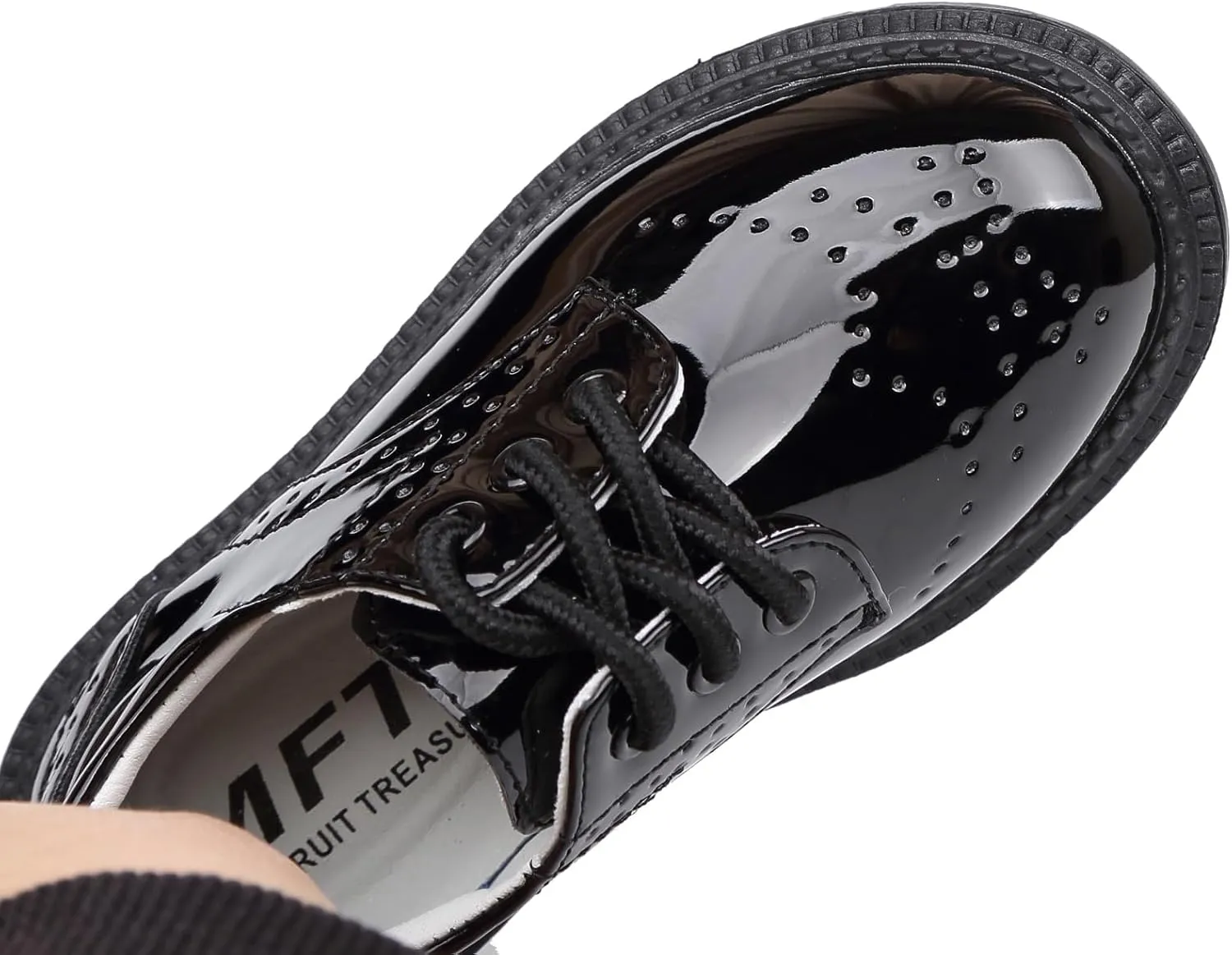 Little Boys Ring Bearer Wedding Lace-Up Oxfords Flats Brogues Boys School Uniform Dress Shoes