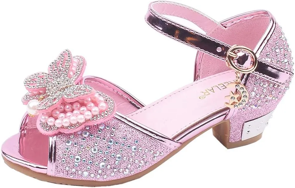 Little Girls Cosplay Dress Shoes Bridesmaids Wedding Party Shoes Glitter Sequins Low Heel Mary Jane Princess Shoes