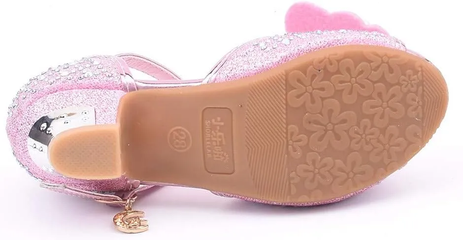 Little Girls Cosplay Dress Shoes Bridesmaids Wedding Party Shoes Glitter Sequins Low Heel Mary Jane Princess Shoes