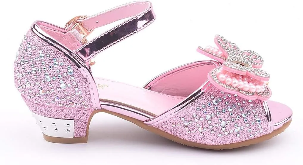 Little Girls Cosplay Dress Shoes Bridesmaids Wedding Party Shoes Glitter Sequins Low Heel Mary Jane Princess Shoes