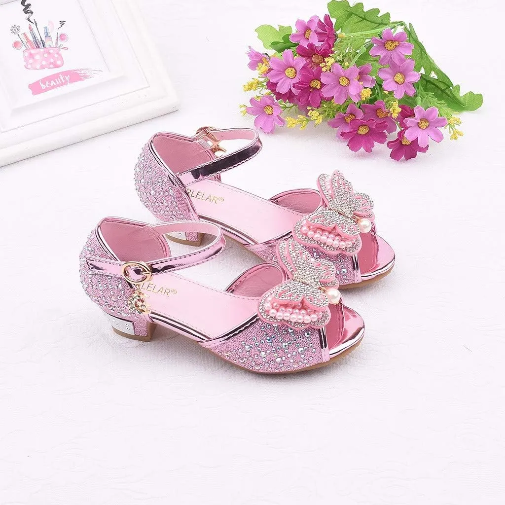 Little Girls Cosplay Dress Shoes Bridesmaids Wedding Party Shoes Glitter Sequins Low Heel Mary Jane Princess Shoes