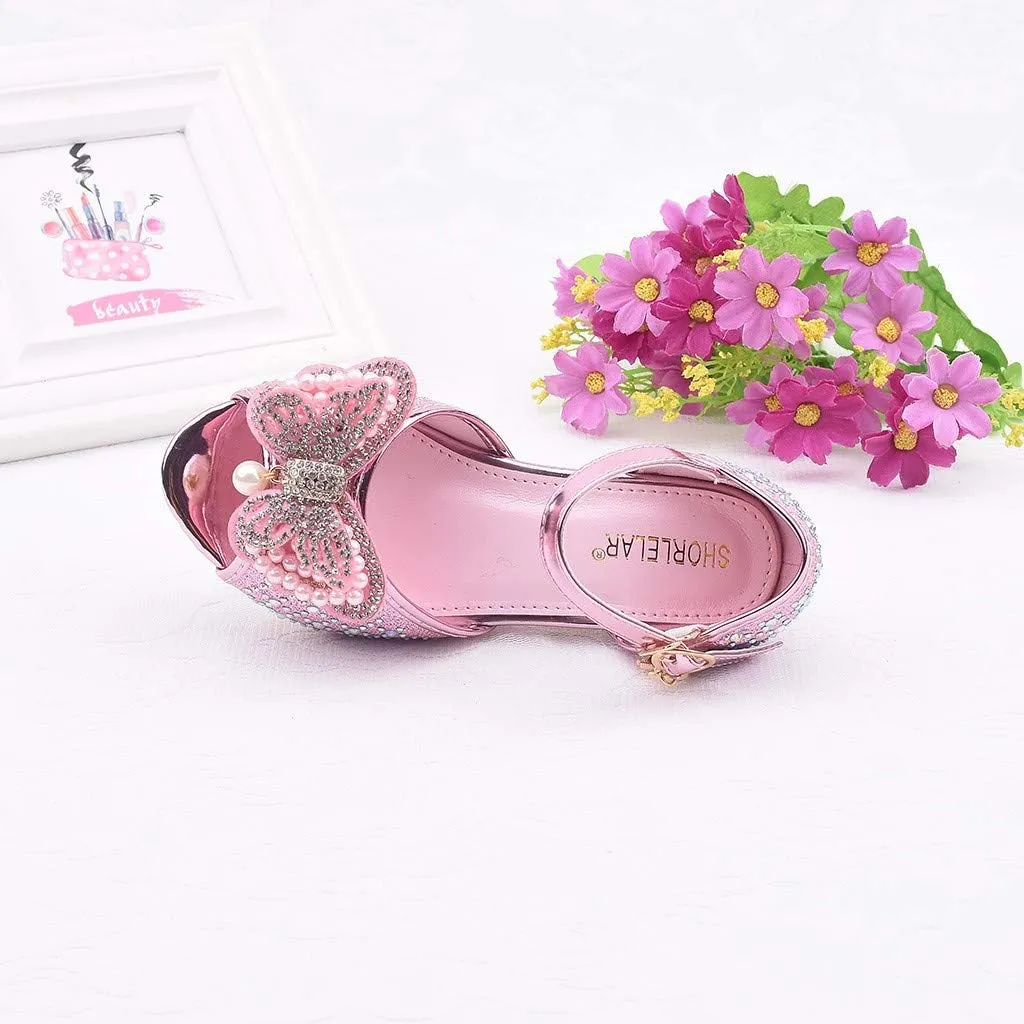 Little Girls Cosplay Dress Shoes Bridesmaids Wedding Party Shoes Glitter Sequins Low Heel Mary Jane Princess Shoes