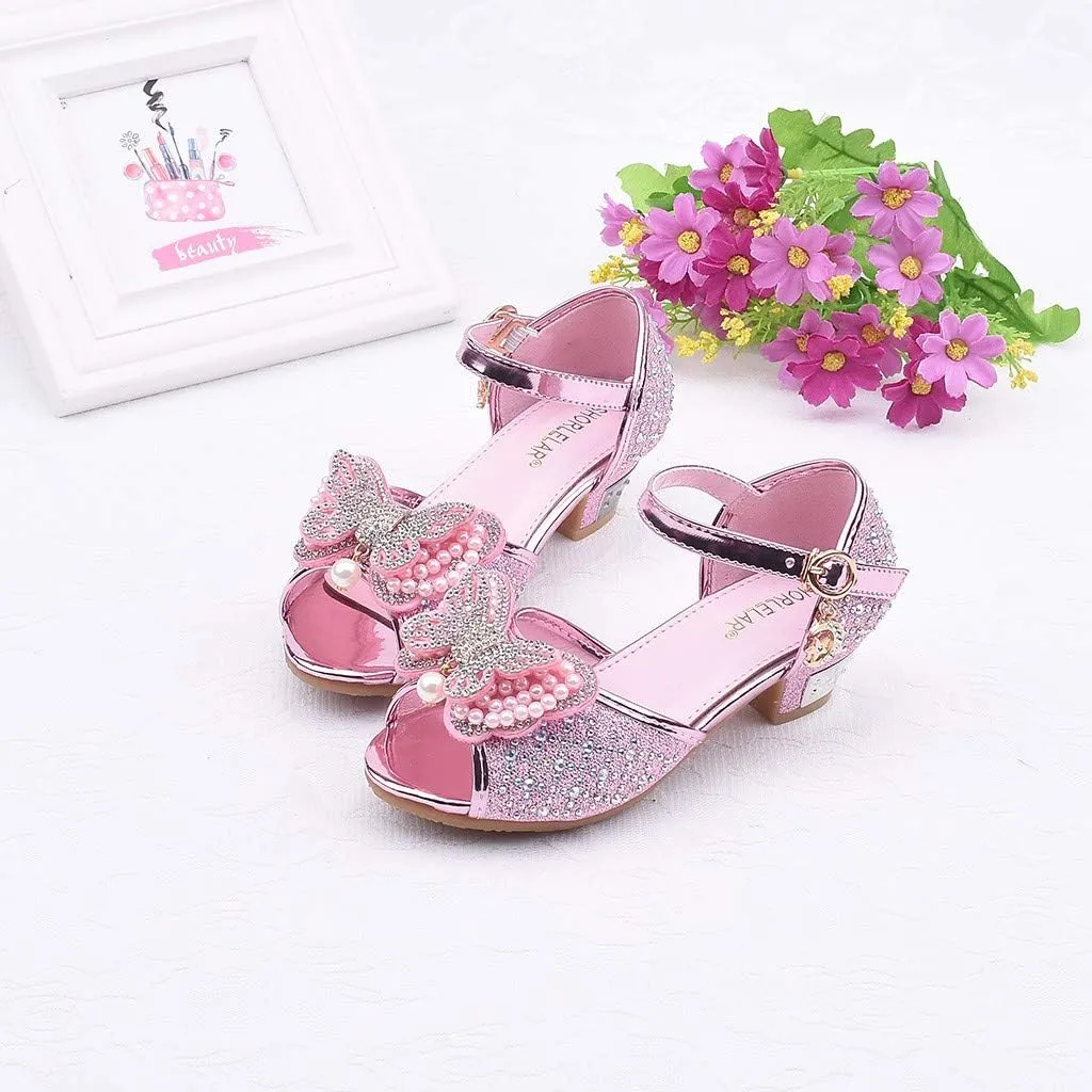 Little Girls Cosplay Dress Shoes Bridesmaids Wedding Party Shoes Glitter Sequins Low Heel Mary Jane Princess Shoes
