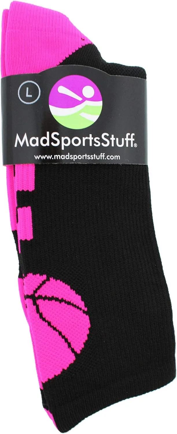 MadSportsStuff Basketball Socks for Boys Girls - Athletic Crew Socks - Youth and Adult Sizes