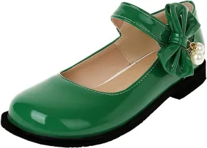 Meefit Women Flat Mary Janes Shoes Patent Leather Cute Pumps with Bow Uniform Shoes