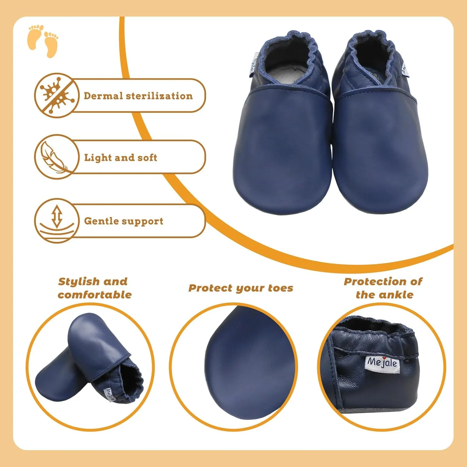 Mejale Baby Leather Shoes Infant Toddler Soft Sole Moccasins Shoes Boys Girls Pre-Walkers