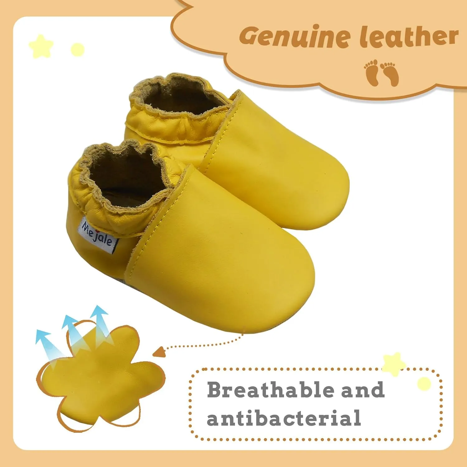 Mejale Baby Leather Shoes Infant Toddler Soft Sole Moccasins Shoes Boys Girls Pre-Walkers