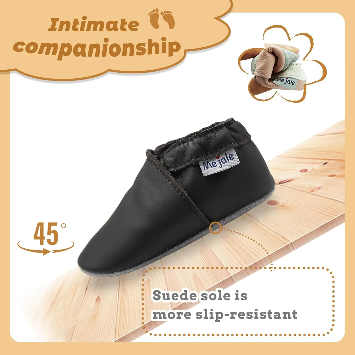 Mejale Baby Leather Shoes Infant Toddler Soft Sole Moccasins Shoes Boys Girls Pre-Walkers