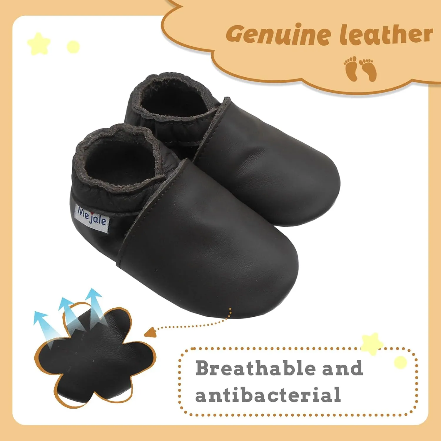 Mejale Baby Leather Shoes Infant Toddler Soft Sole Moccasins Shoes Boys Girls Pre-Walkers