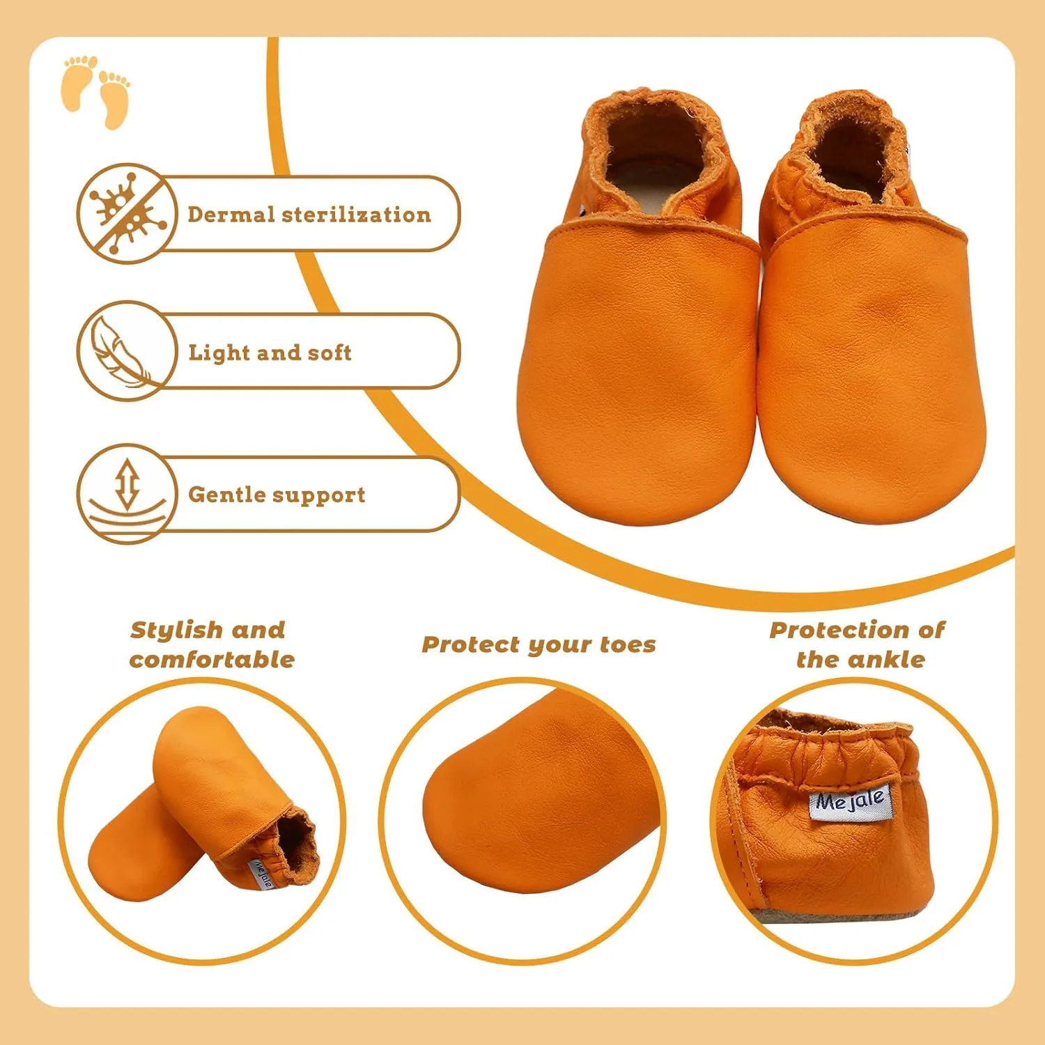 Mejale Baby Leather Shoes Infant Toddler Soft Sole Moccasins Shoes Boys Girls Pre-Walkers