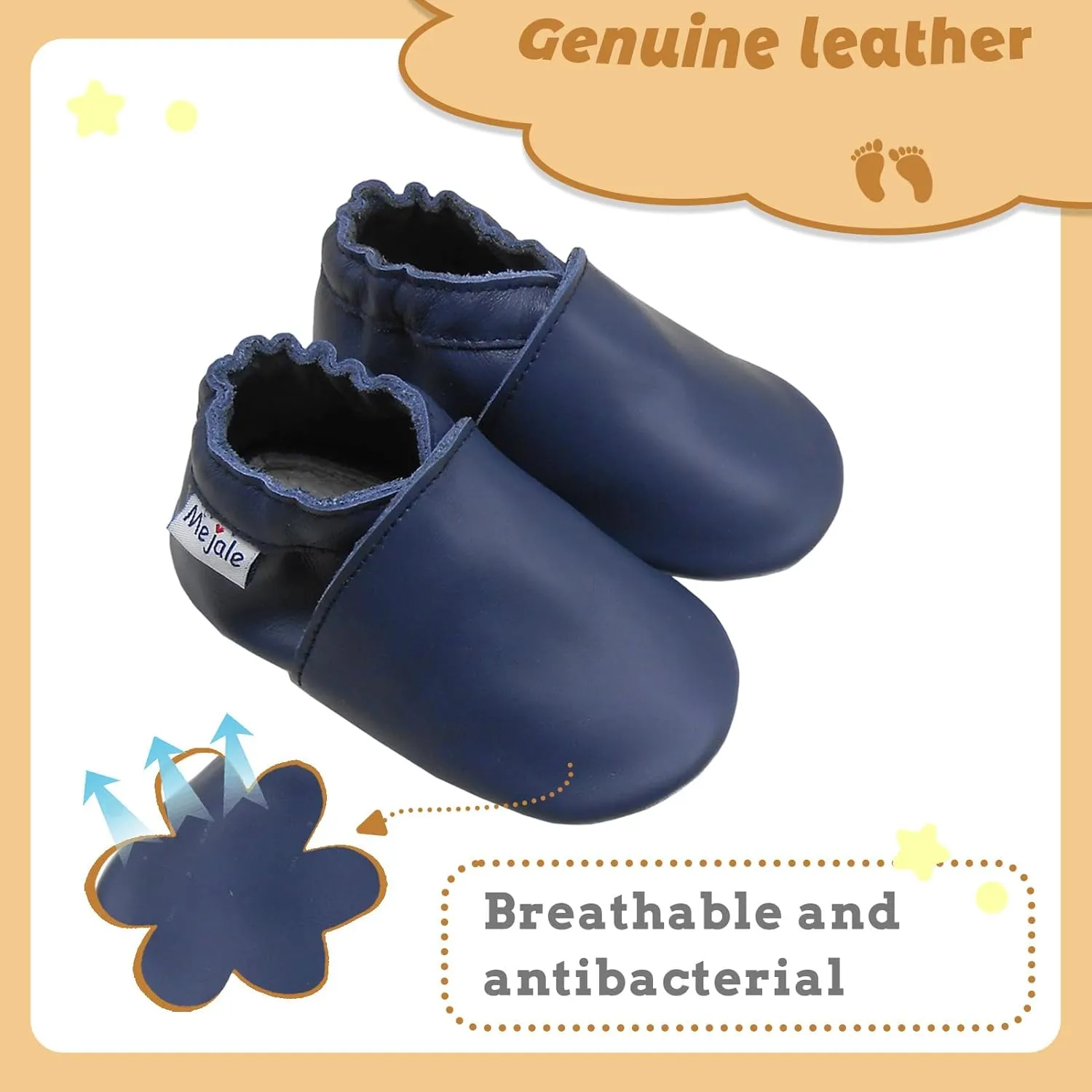 Mejale Baby Leather Shoes Infant Toddler Soft Sole Moccasins Shoes Boys Girls Pre-Walkers