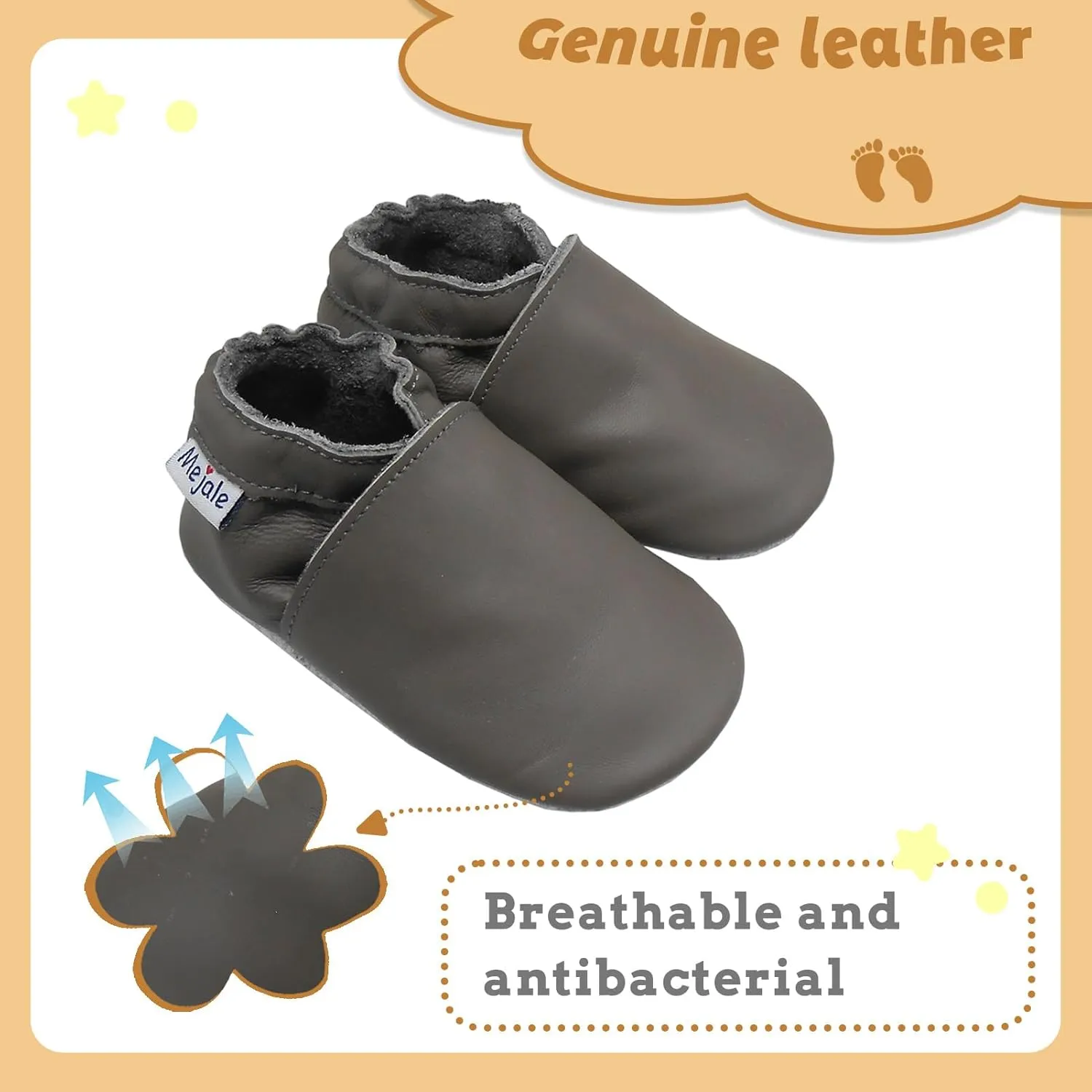 Mejale Baby Leather Shoes Infant Toddler Soft Sole Moccasins Shoes Boys Girls Pre-Walkers