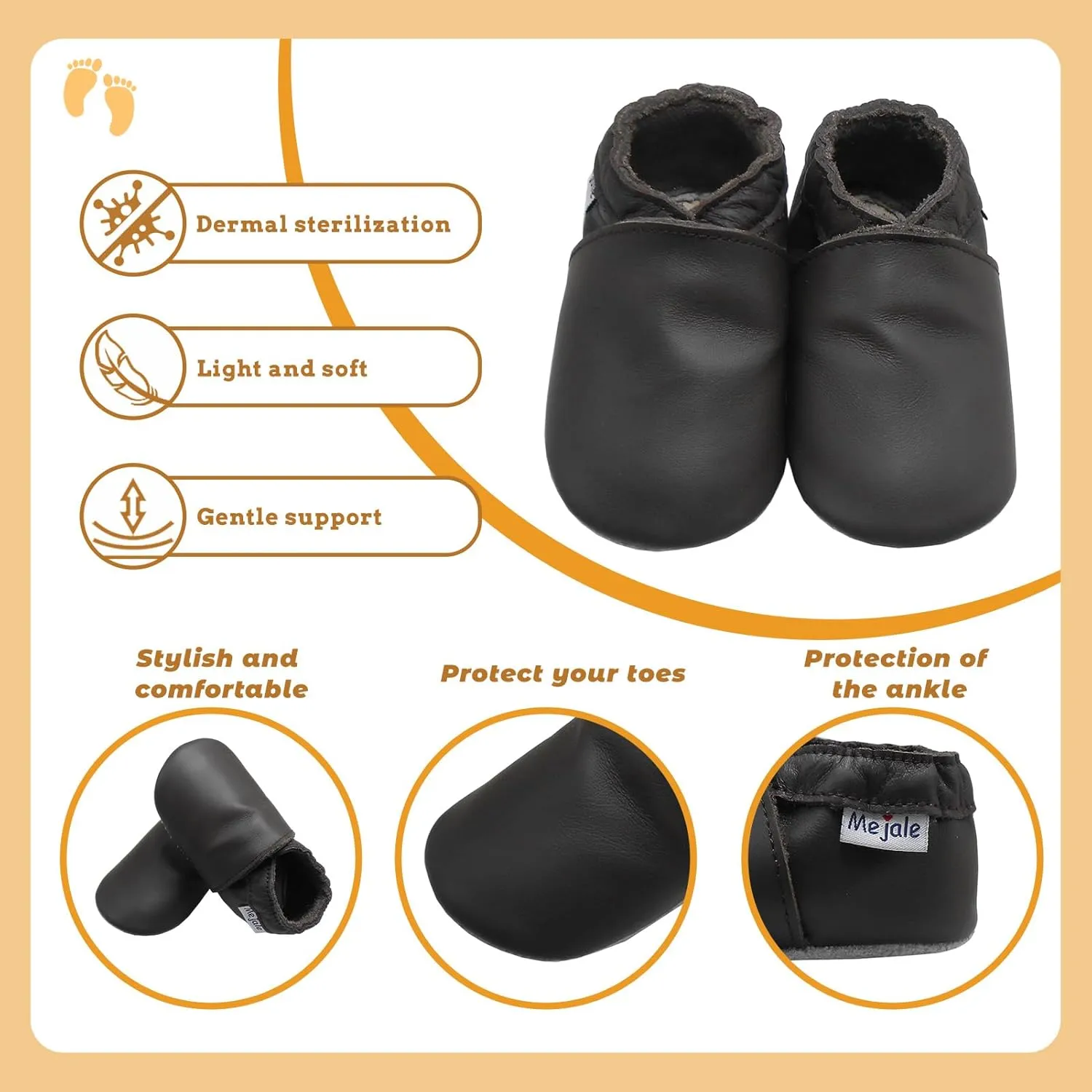 Mejale Baby Leather Shoes Infant Toddler Soft Sole Moccasins Shoes Boys Girls Pre-Walkers