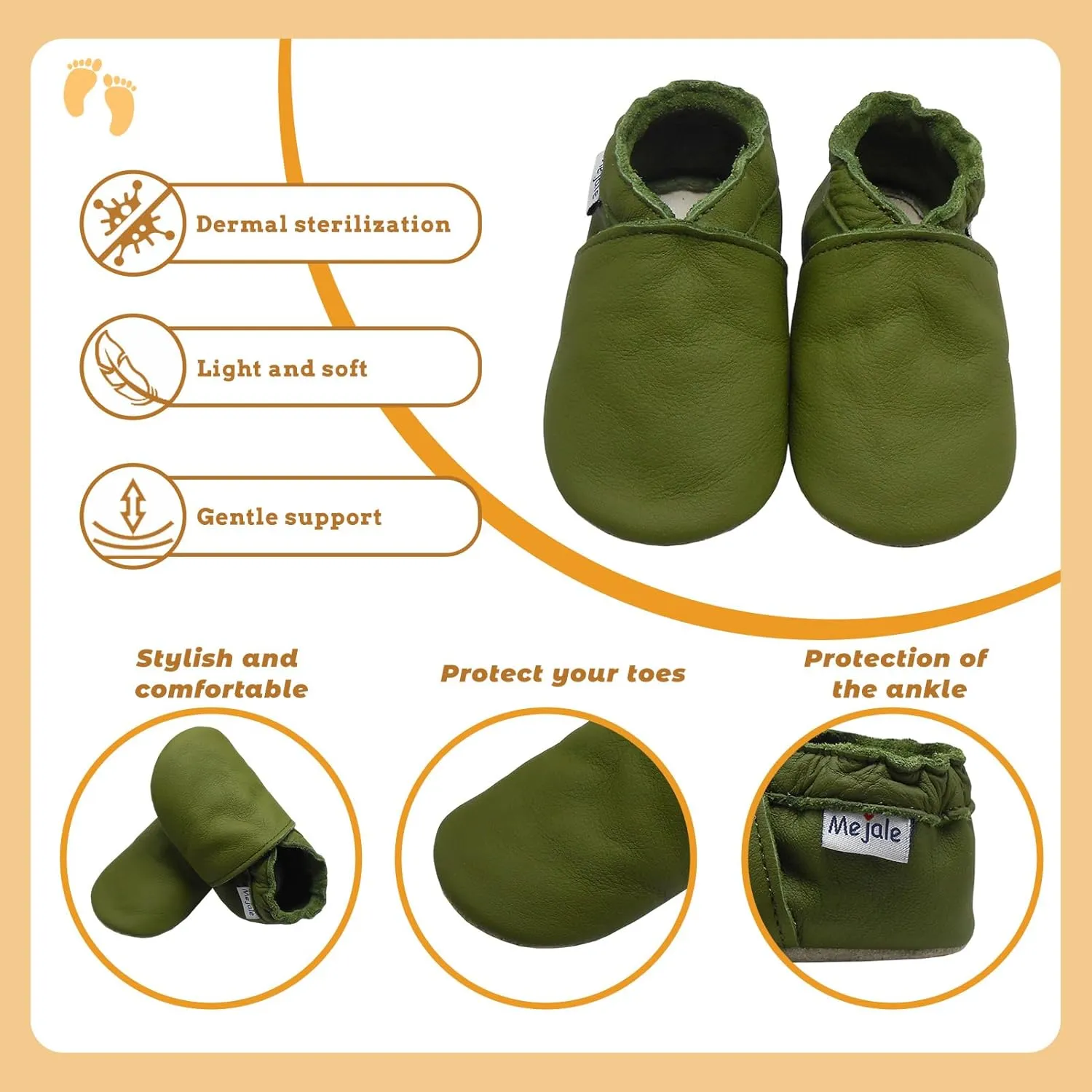 Mejale Baby Leather Shoes Infant Toddler Soft Sole Moccasins Shoes Boys Girls Pre-Walkers