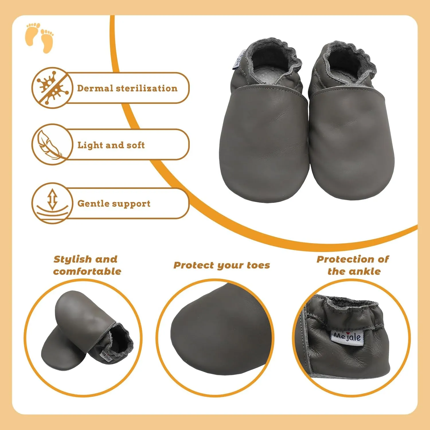 Mejale Baby Leather Shoes Infant Toddler Soft Sole Moccasins Shoes Boys Girls Pre-Walkers