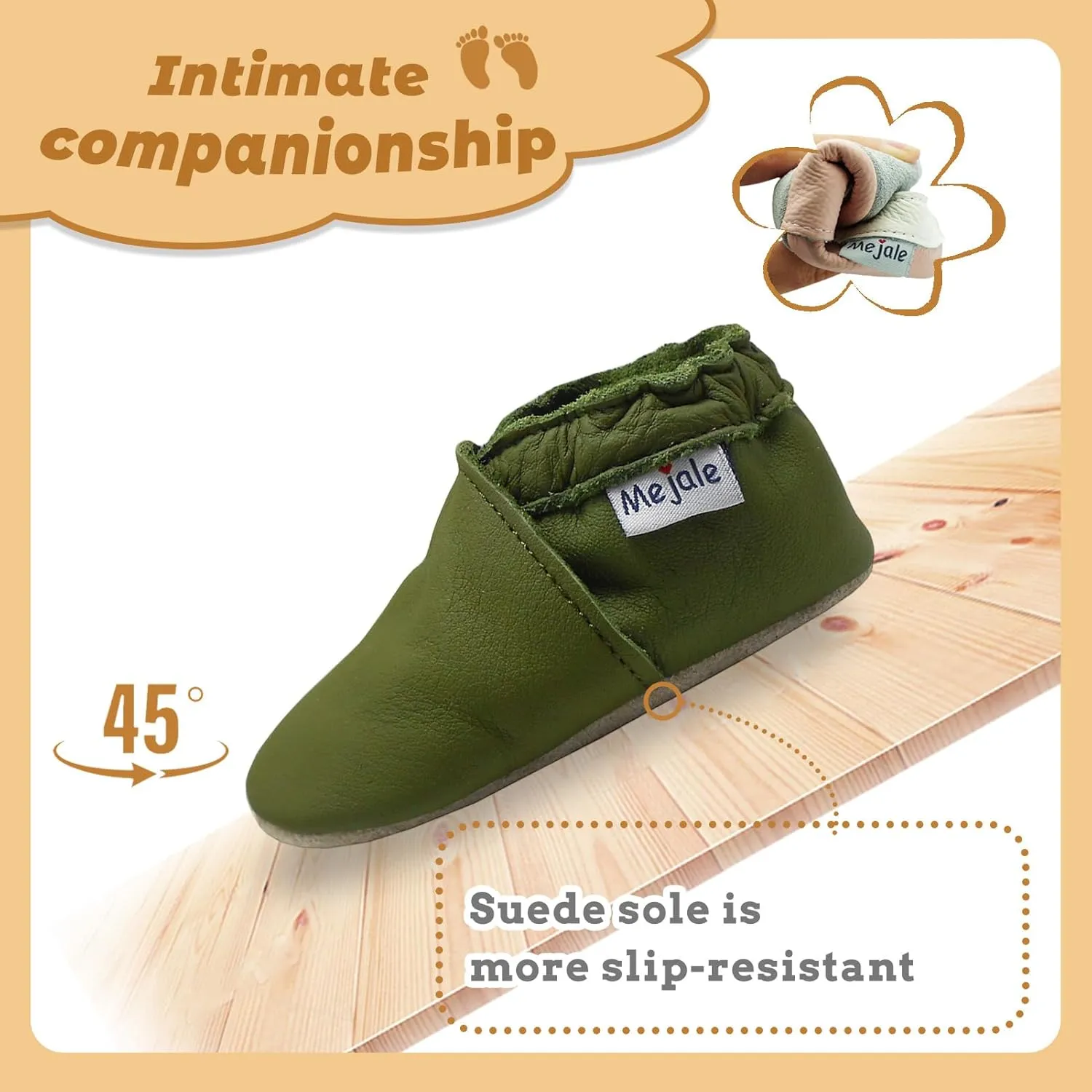 Mejale Baby Leather Shoes Infant Toddler Soft Sole Moccasins Shoes Boys Girls Pre-Walkers