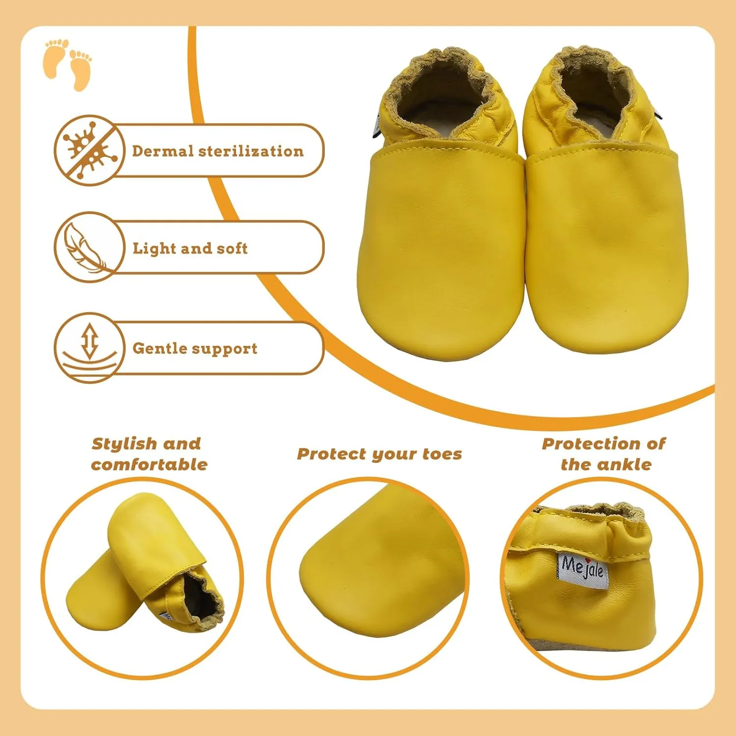 Mejale Baby Leather Shoes Infant Toddler Soft Sole Moccasins Shoes Boys Girls Pre-Walkers