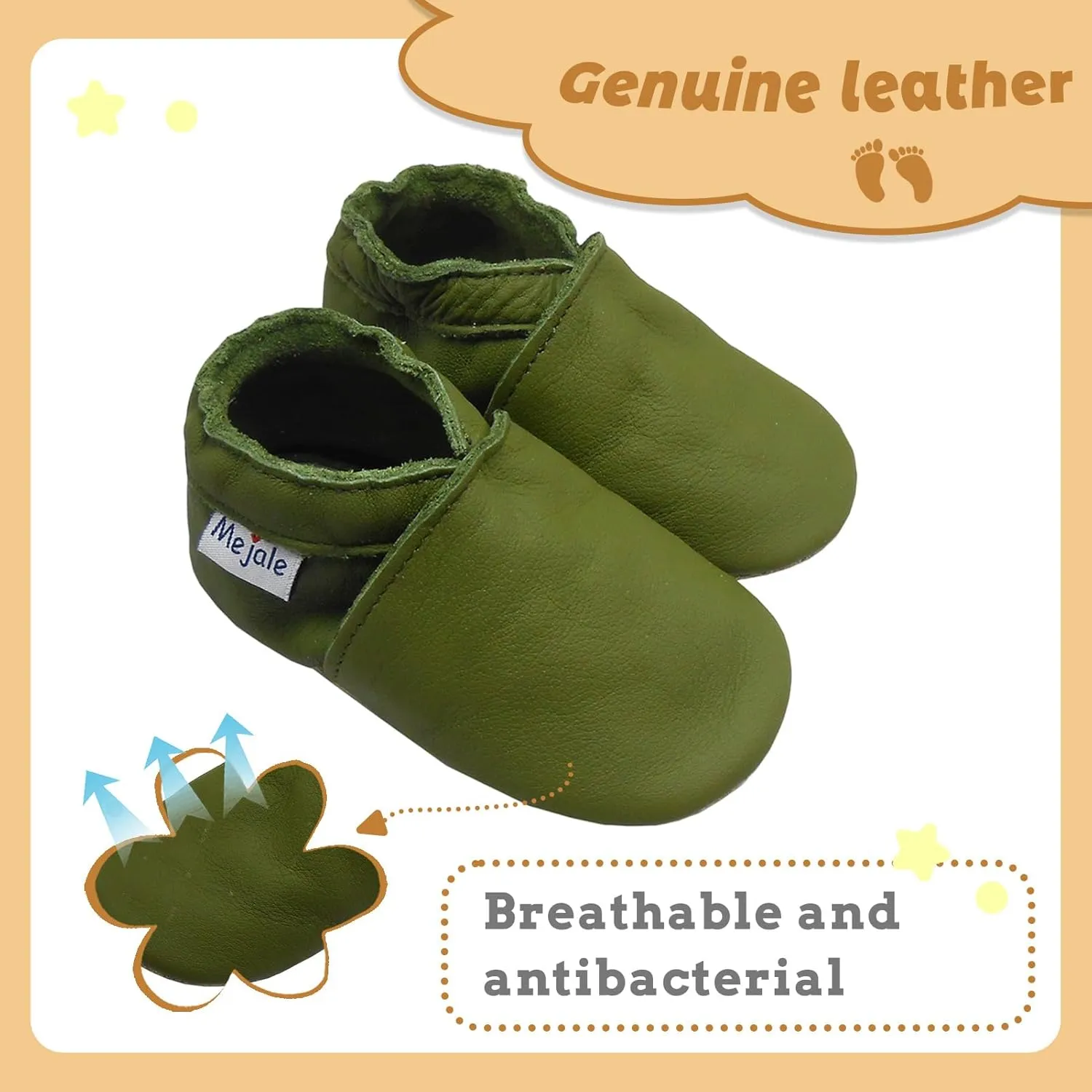 Mejale Baby Leather Shoes Infant Toddler Soft Sole Moccasins Shoes Boys Girls Pre-Walkers