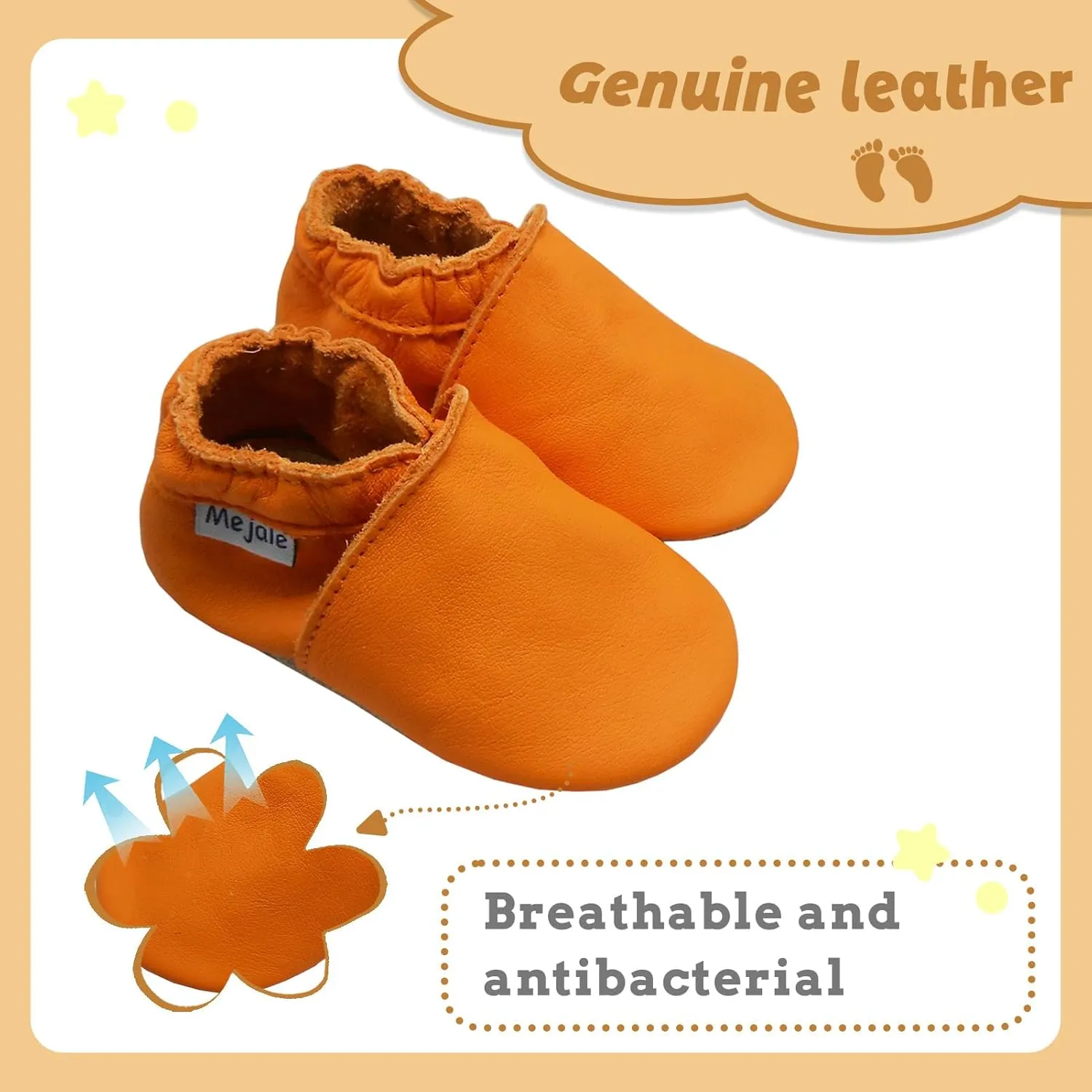 Mejale Baby Leather Shoes Infant Toddler Soft Sole Moccasins Shoes Boys Girls Pre-Walkers