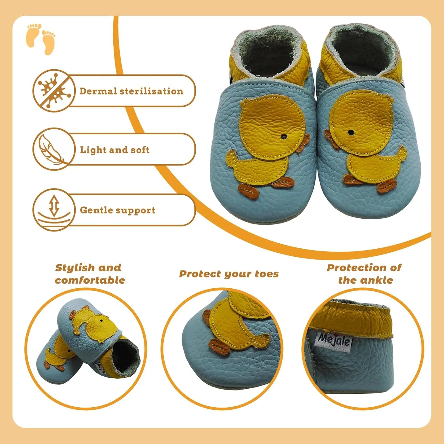 Mejale Baby Shoes Soft Sole Leather Crawling Moccasins Cartoon Star Infant Toddler First Walker Slippers