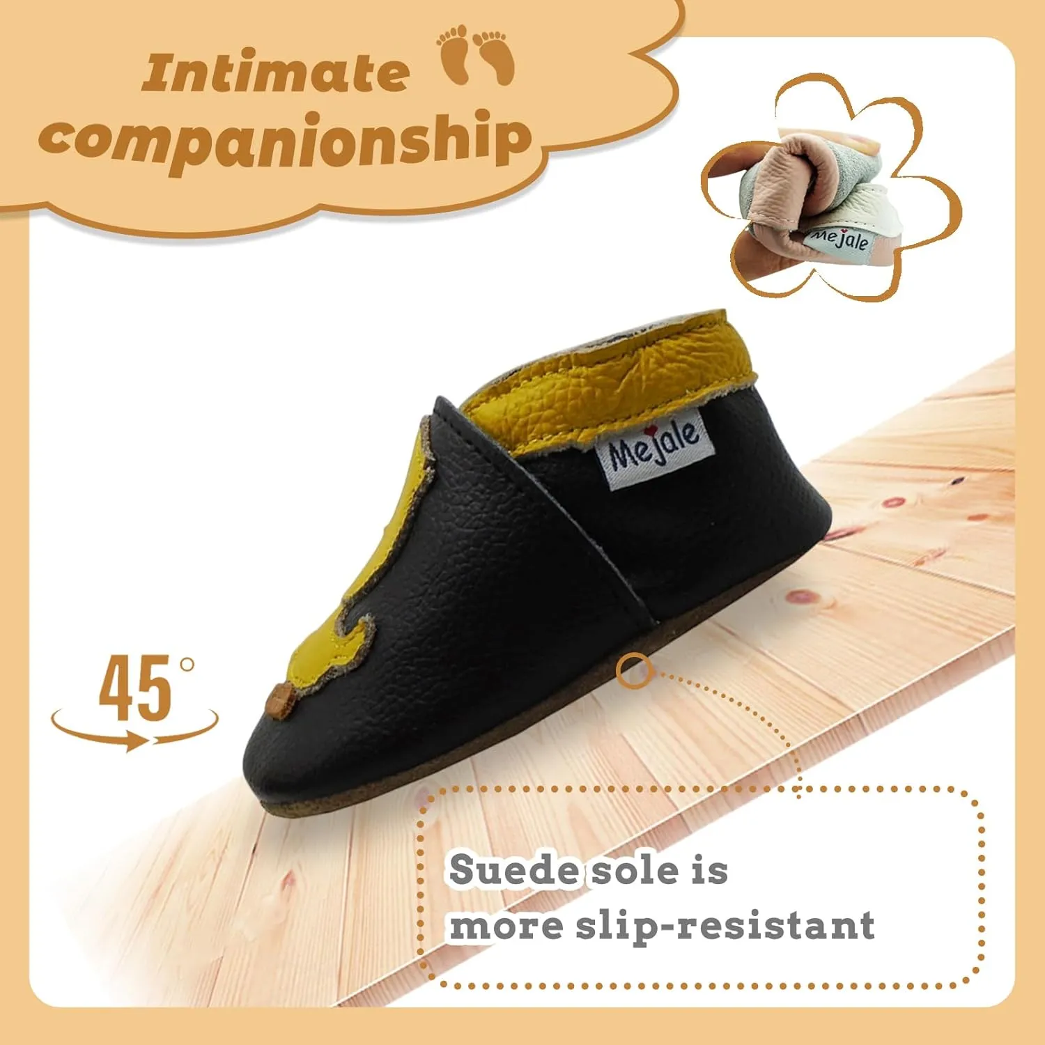 Mejale Baby Shoes Soft Sole Leather Crawling Moccasins Cartoon Star Infant Toddler First Walker Slippers