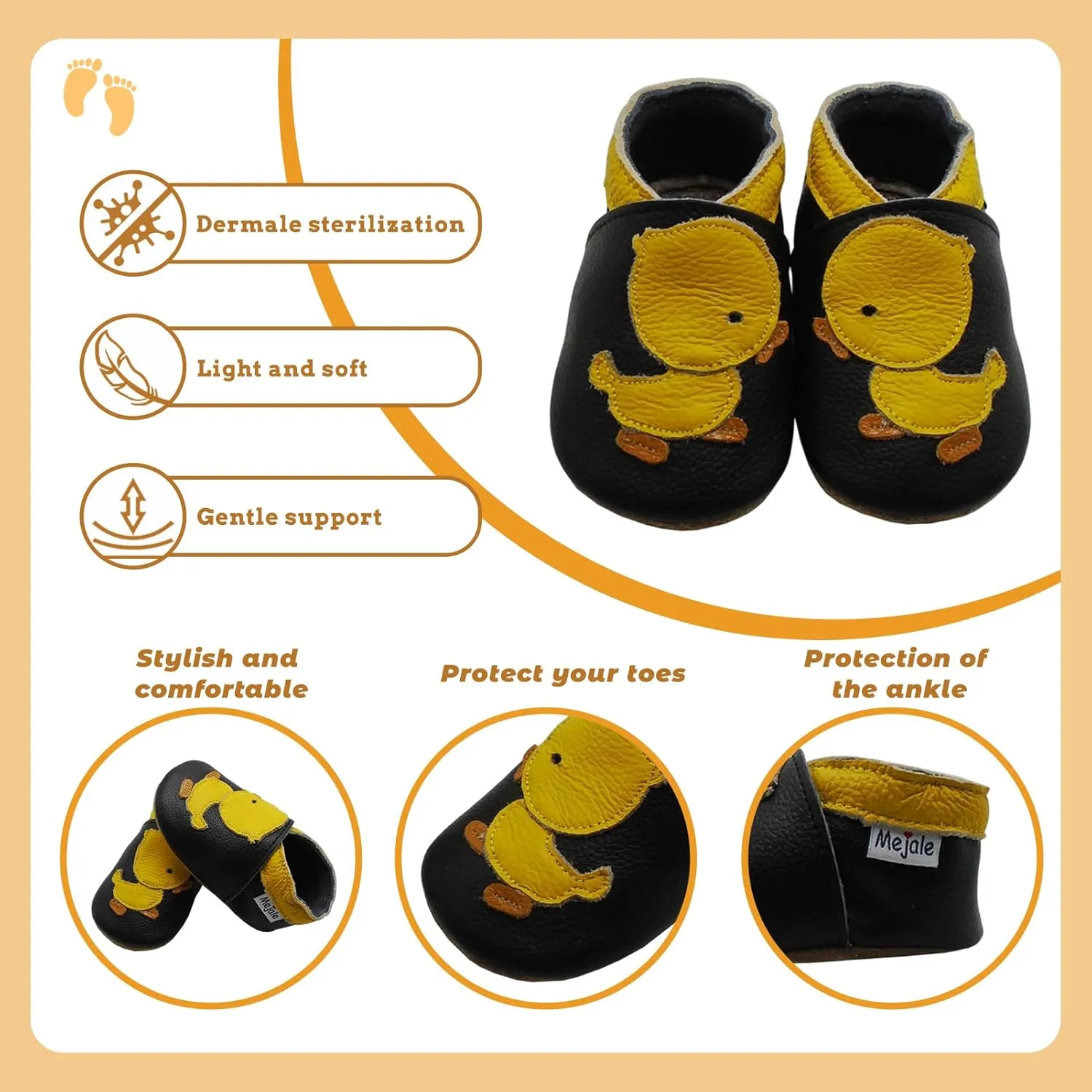 Mejale Baby Shoes Soft Sole Leather Crawling Moccasins Cartoon Star Infant Toddler First Walker Slippers