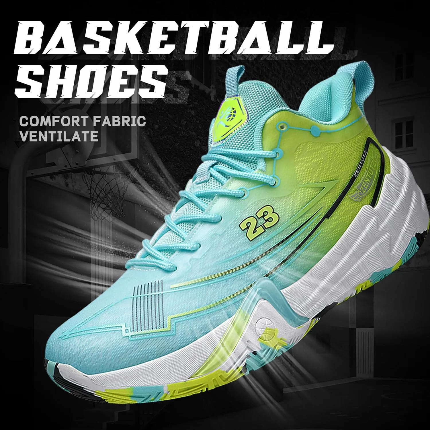 Men Basketball Shoes Anti Slip Breathable Fashionable Outdoor Sports Shoes Training Shoes