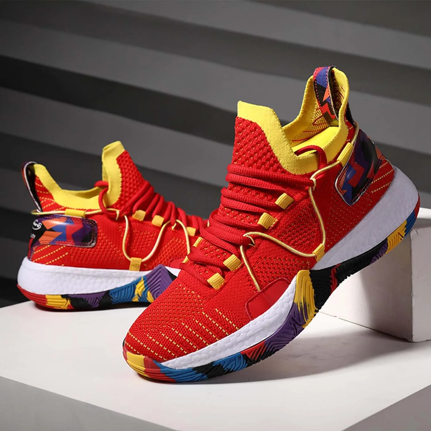 Mens and Womens Mesh Fabric Breathable Basketball Sneakers Mid Top Lace Up Casual Sneakers Non Slip and Breathable Fitness Training Shoes Lightweight Outdoor Hiking Shoes Baseball Sneakers