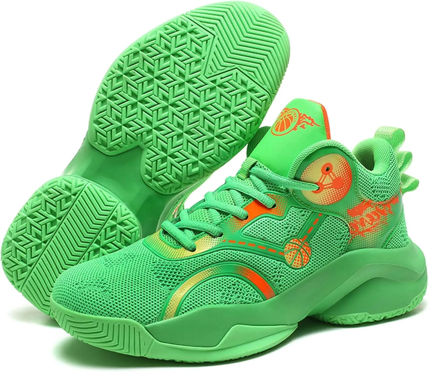 Mens Basketball Shoes Lace Up Mid Basketball Shoes Anti Slip High Elastic Running Shoes Lightweight Soft Sneakers Wear-Resistant Durable Casual Athletic Shoes Outdoor Travel Shoes