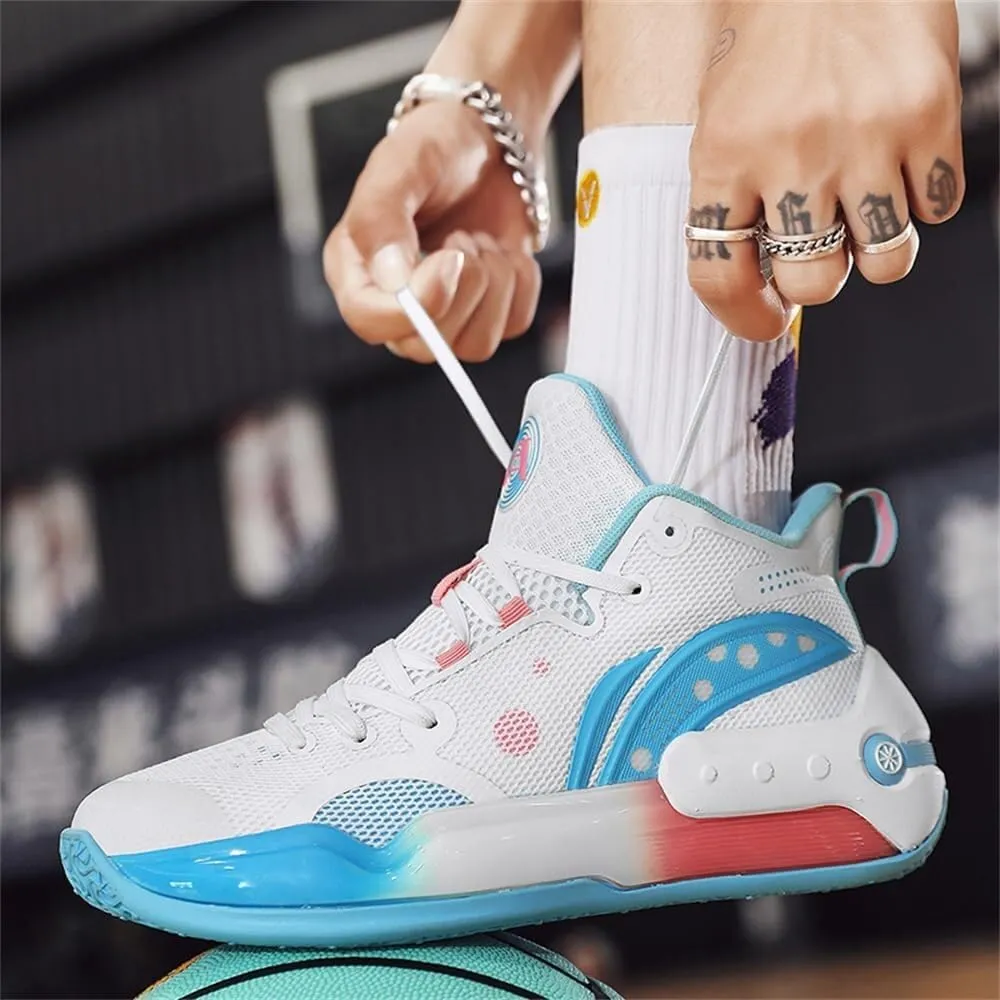 Men's Basketball Shoes with Breathable Non Slip Soft Sole Fashionable Sports Training Basketball Boots
