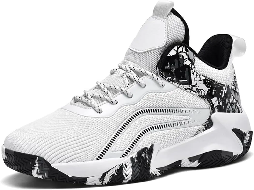 Mens Basketball Trainers, Non-Slip Big Size Basketball Fitness Sneakers Lightweight Running Walking Shoes for Men