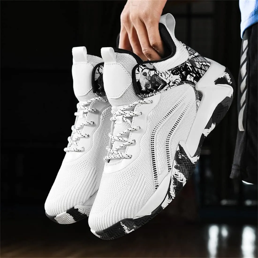Mens Basketball Trainers, Non-Slip Big Size Basketball Fitness Sneakers Lightweight Running Walking Shoes for Men