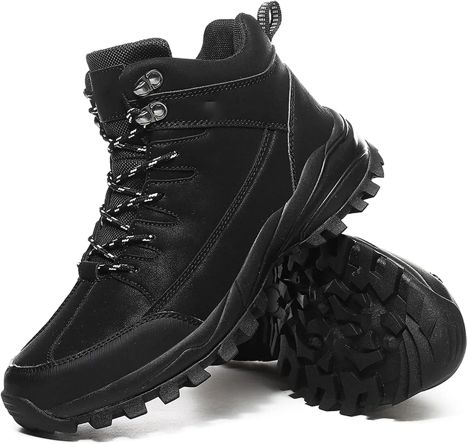 Mens Boots Men Snow Boots Warm Plush Men's Boots Waterproof Leather Ankle Boots Outdoor Non-slip Men's Hiking Boots Work Sneakers