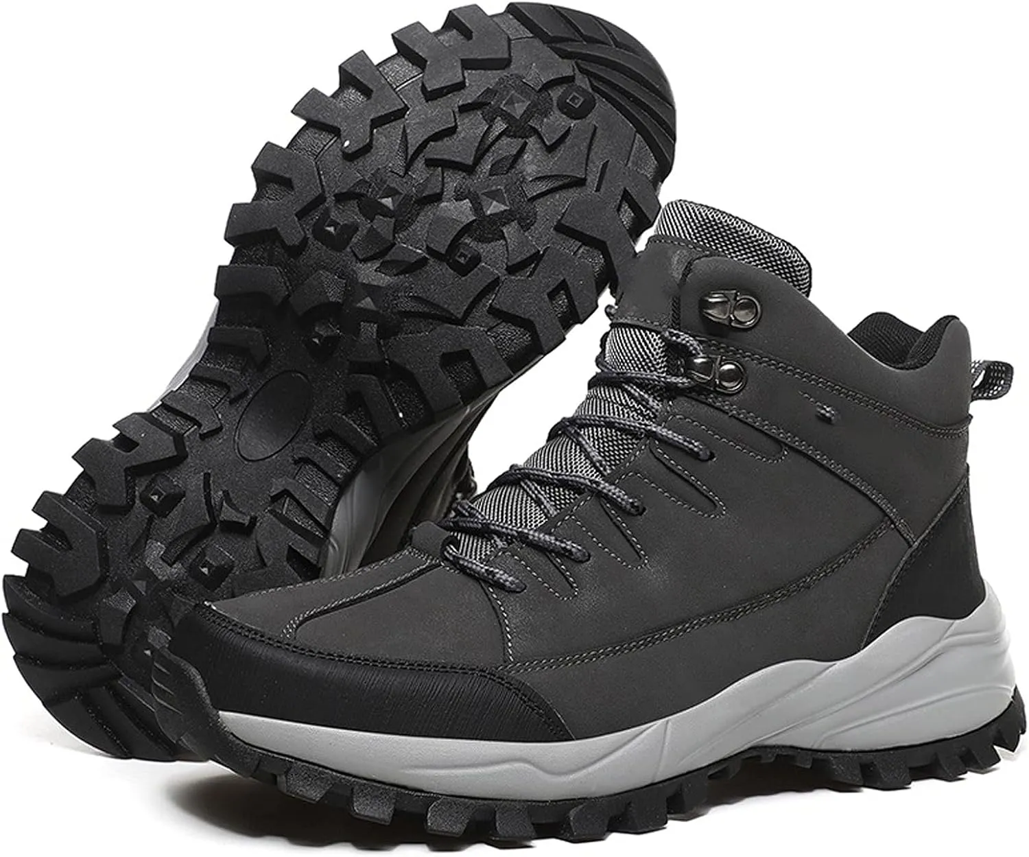 Mens Boots Men Snow Boots Warm Plush Men's Boots Waterproof Leather Ankle Boots Outdoor Non-slip Men's Hiking Boots Work Sneakers