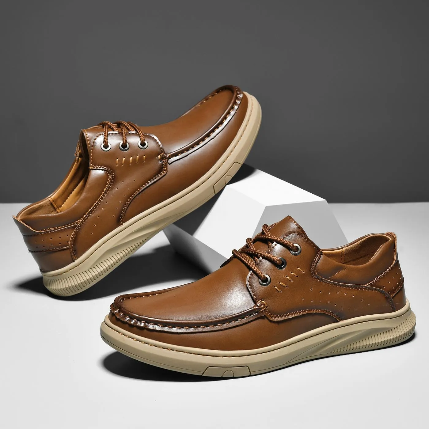 Men's Casual Genuine Leather Flats Soft Driving Walking Loafer Shoes