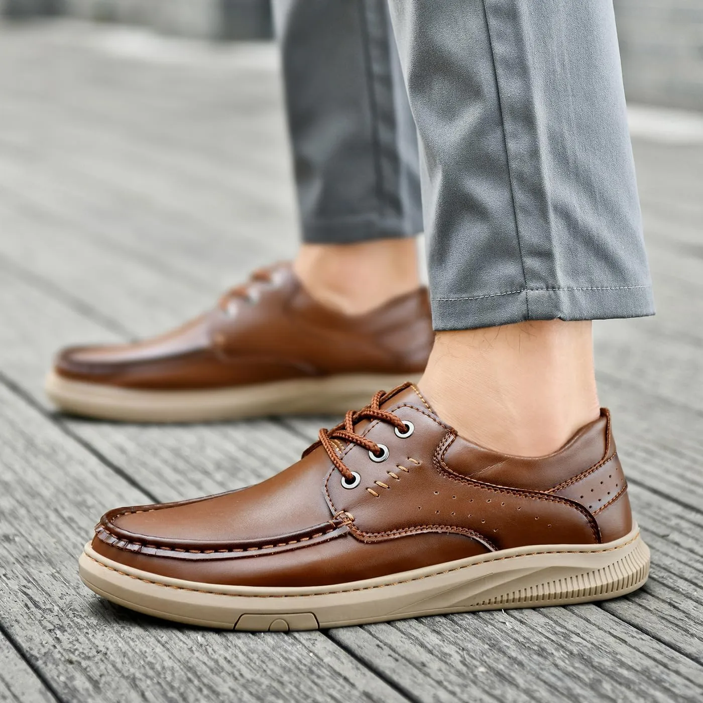 Men's Casual Genuine Leather Flats Soft Driving Walking Loafer Shoes