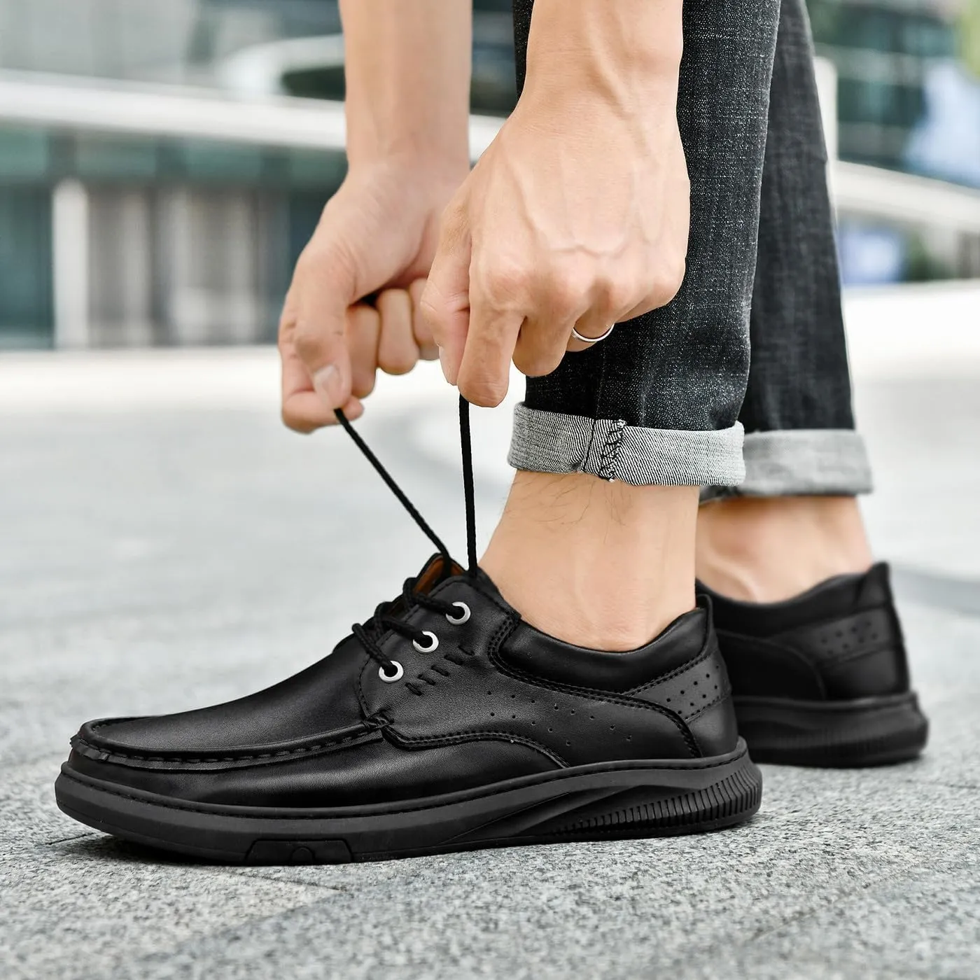 Men's Casual Genuine Leather Flats Soft Driving Walking Loafer Shoes