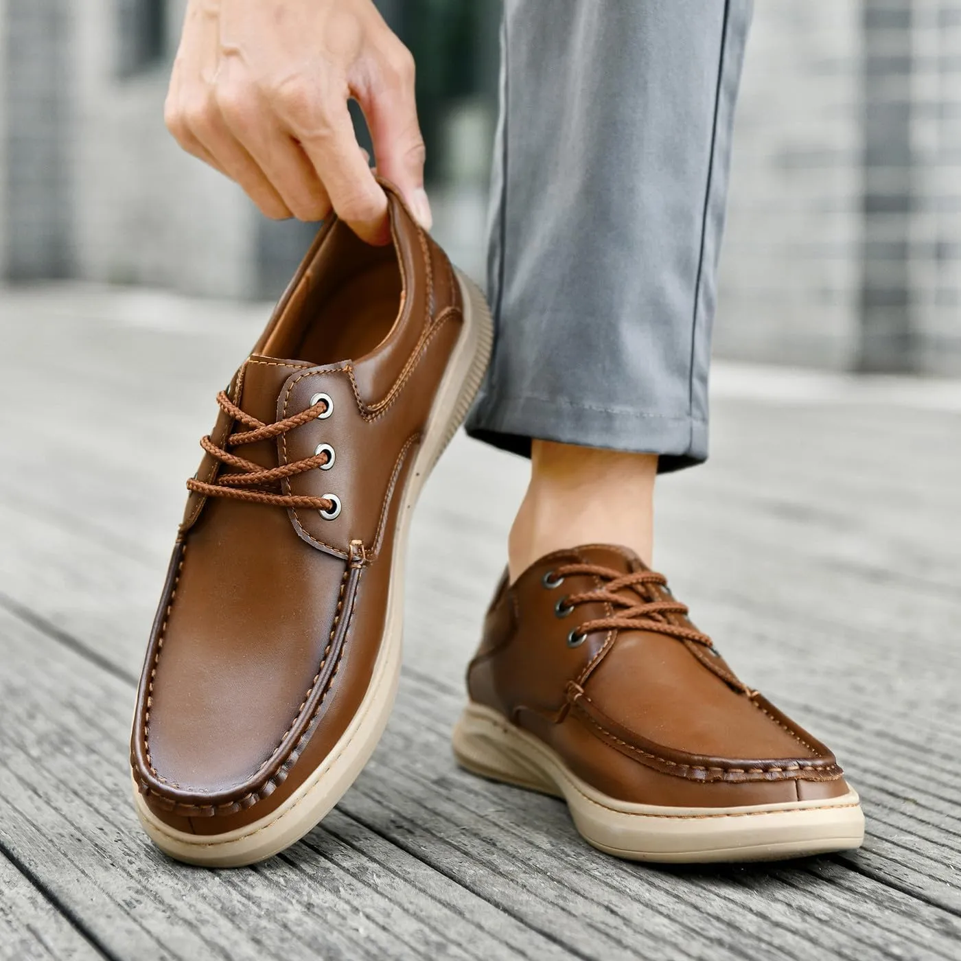 Men's Casual Genuine Leather Flats Soft Driving Walking Loafer Shoes