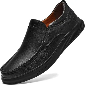 Men's Casual Genuine Leather Flats Soft Driving Walking Loafer Shoes